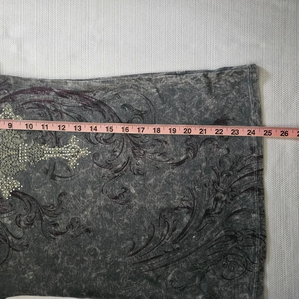 Cross Graphic T-Shirt Women Large Charcoal Wash Short sleeve Grunge - Picture 7 of 7